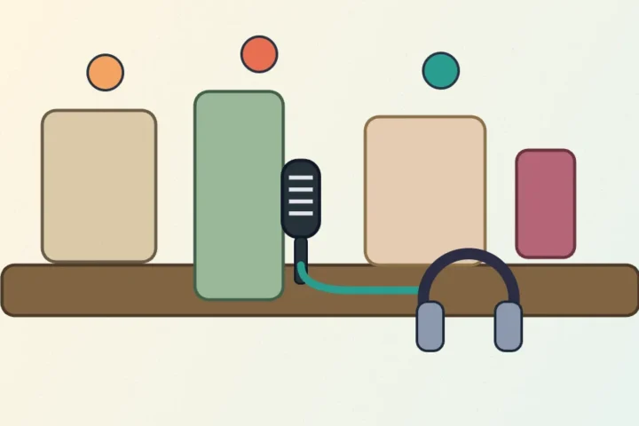 Generic bedroom vocal setup with panels, microphone, headphones and simple room-fix accessories