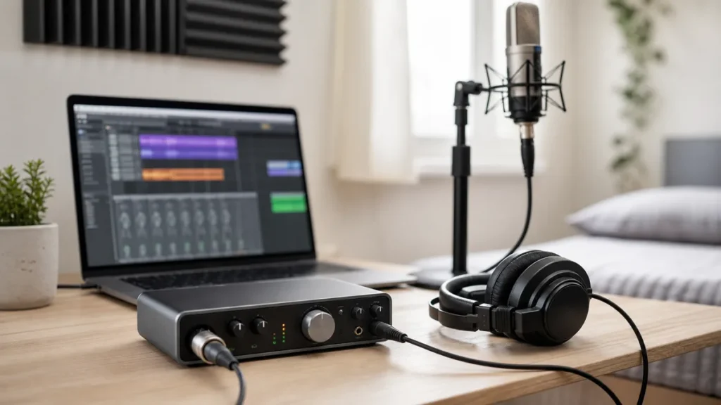 Audio interface and DAW monitoring setup for recording vocals