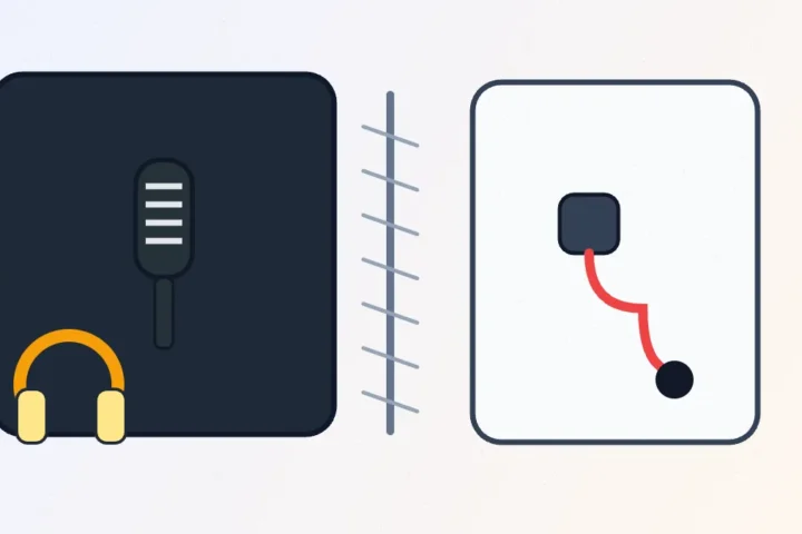 Generic dynamic microphone and lavalier microphone shown side by side for home vocal recording comparison