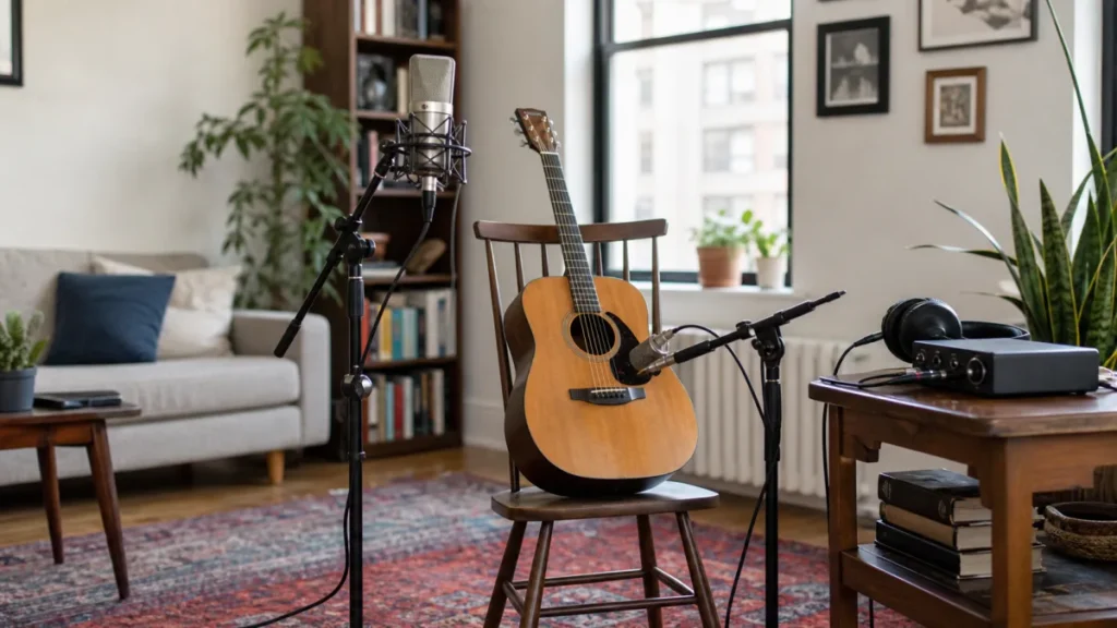 One mic and two mic setup options for acoustic guitar and vocals