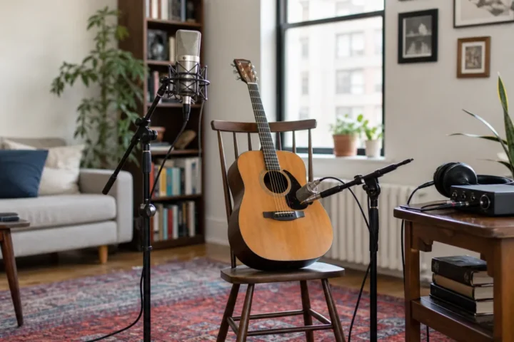 One mic and two mic setup options for acoustic guitar and vocals